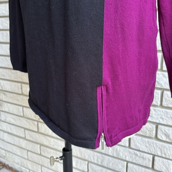 Cleo Black and Purple Cowl Neck Sweater with Zipper Detail Sz M - Picture 5 of 7